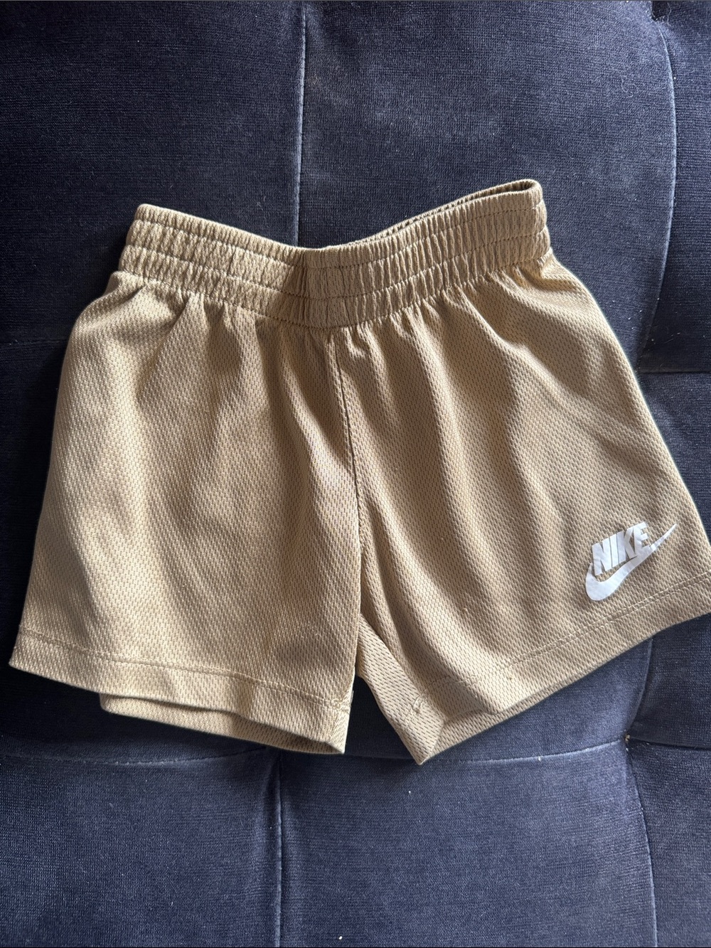 Nike Kids Tan Mesh Sport Shorts with White Swoosh